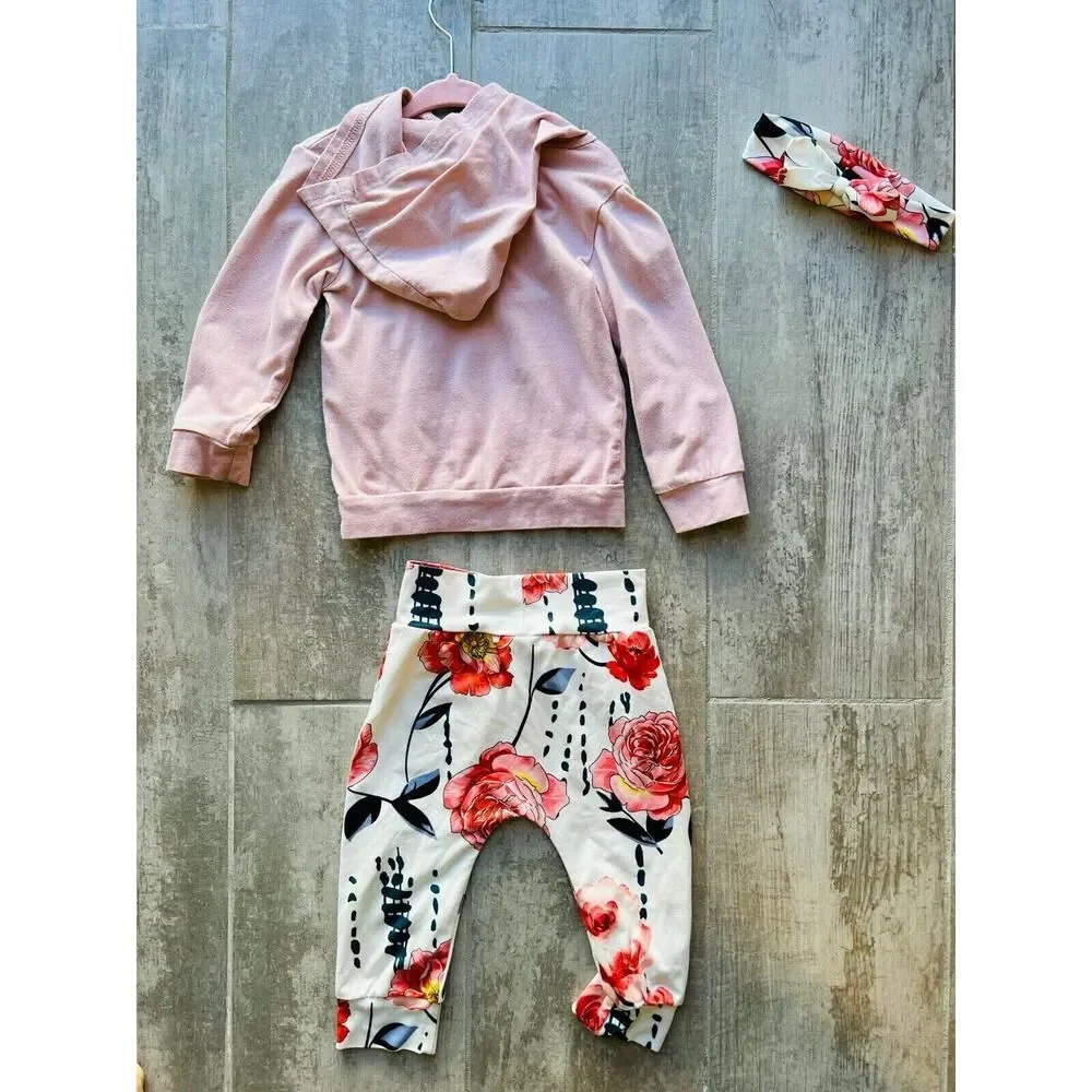 Los Angeles Boutique Toddler Girl 3 Piece Outfit Set Top Pants Headband CUTE 2T
